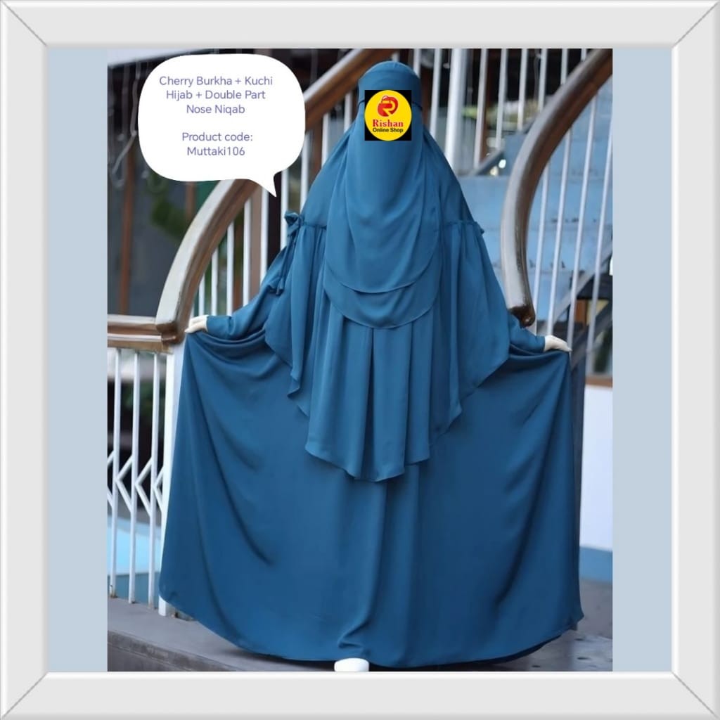 Cherry Burkha + Kuchi Hijab + Double Part Nose Niqab Muttaki106