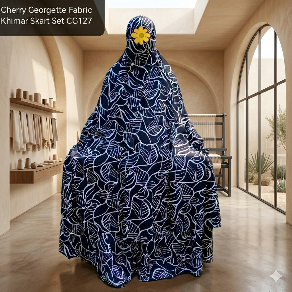 Cherry Georgette Fabric Khimar Skart Set CG127