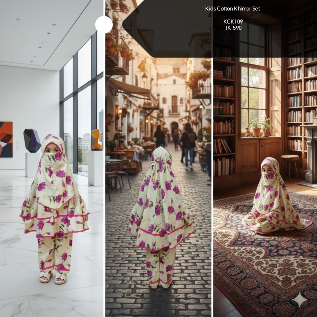 Kids Cotton Khimar Set KCK109