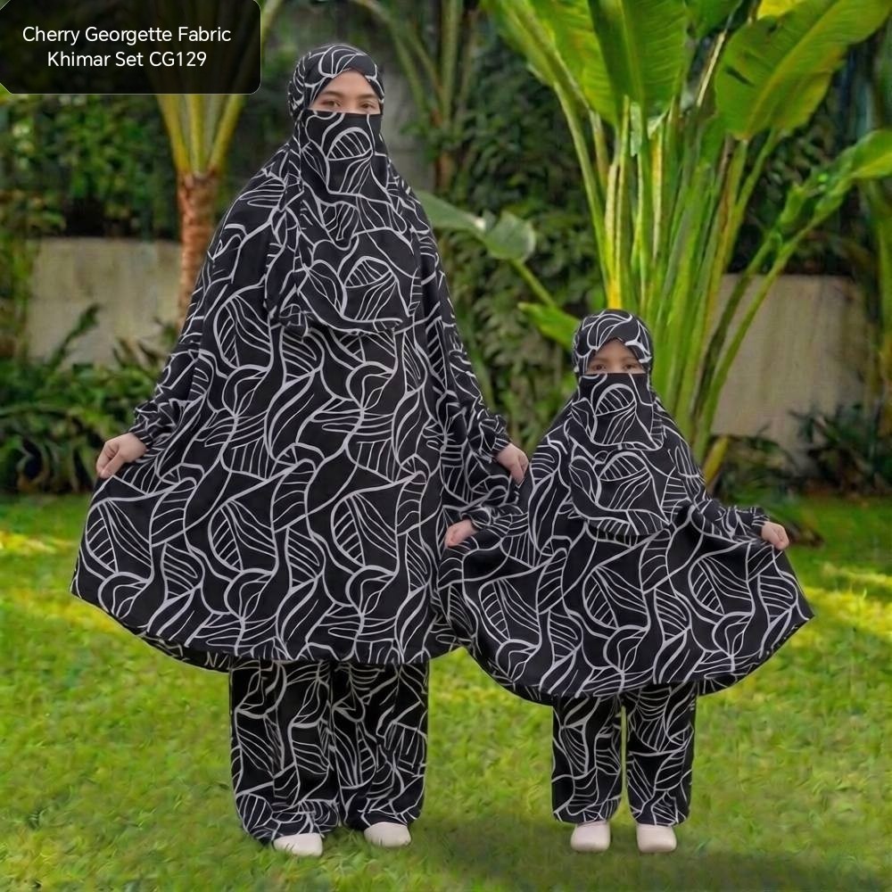 Cherry Georgette Fabric Khimar Set CG129