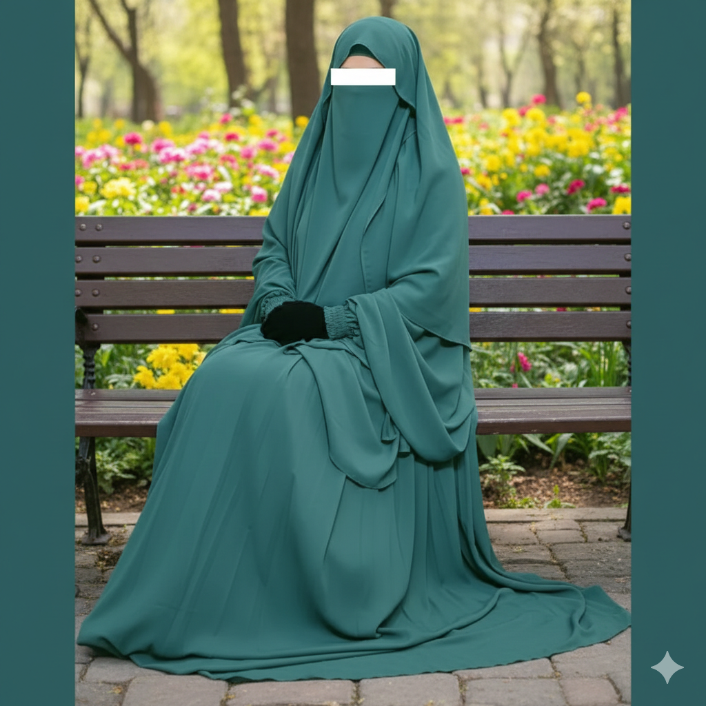? Cherry Fabrics Hoodie Hijab, Nose Niqab & Burkha Set Muttaki105