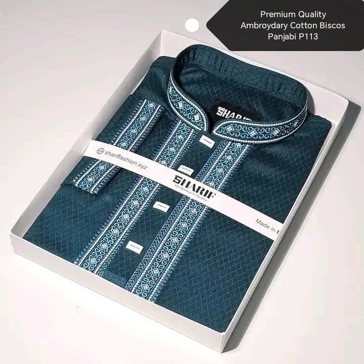 Premium Quality Ambroydary Cotton Biscos Panjabi P113