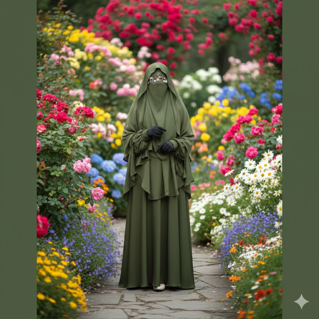 Cherry Fabrics Hoodie Hijab, Nose Niqab & Burkha Set